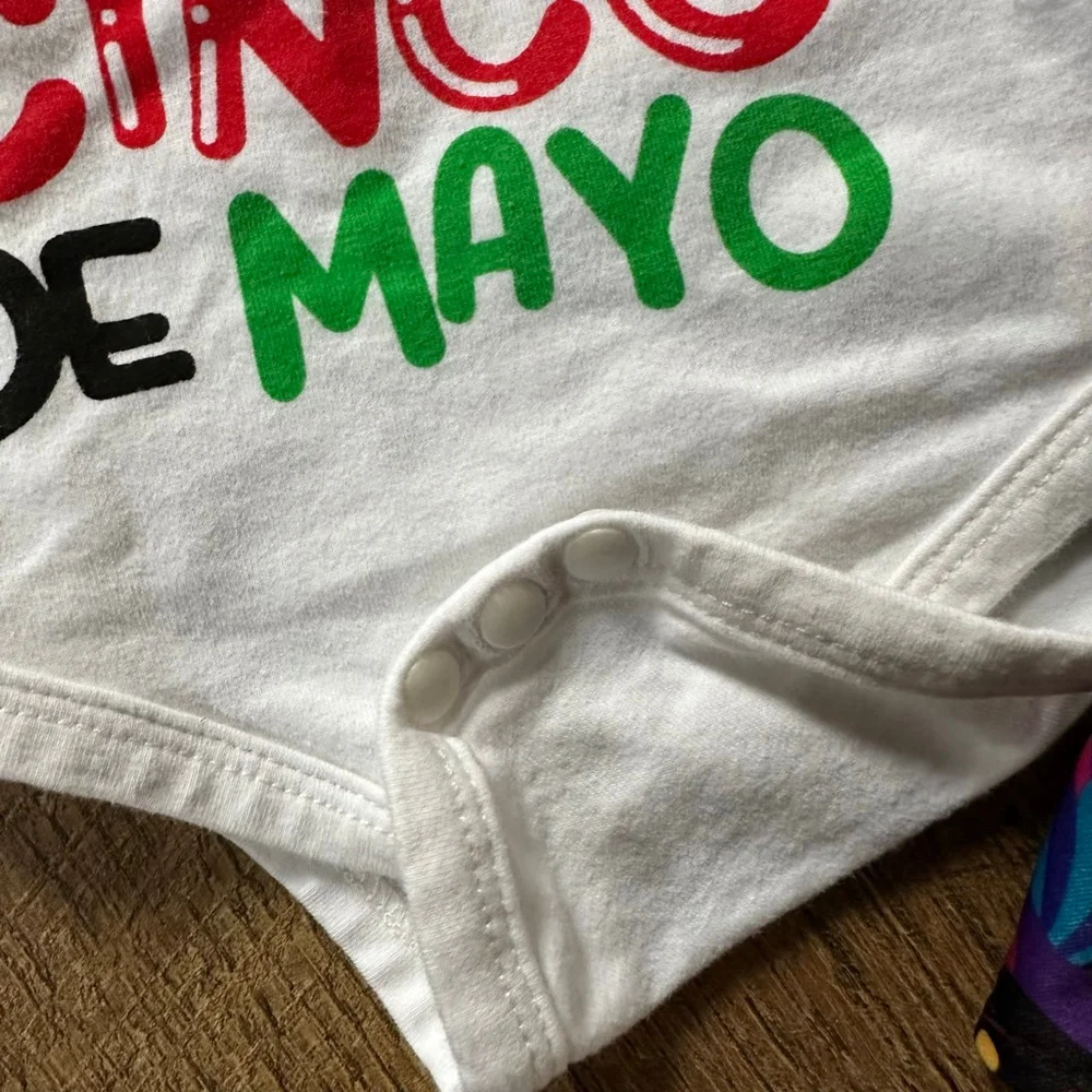 Baby Matching Set 3-6 Months White Red Cinco de Mayo Outfit